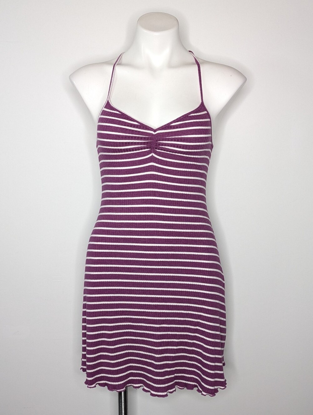 Abercrombie & Fitch Purple White Striped Strappy Cotton Blend Summer Dress XS
